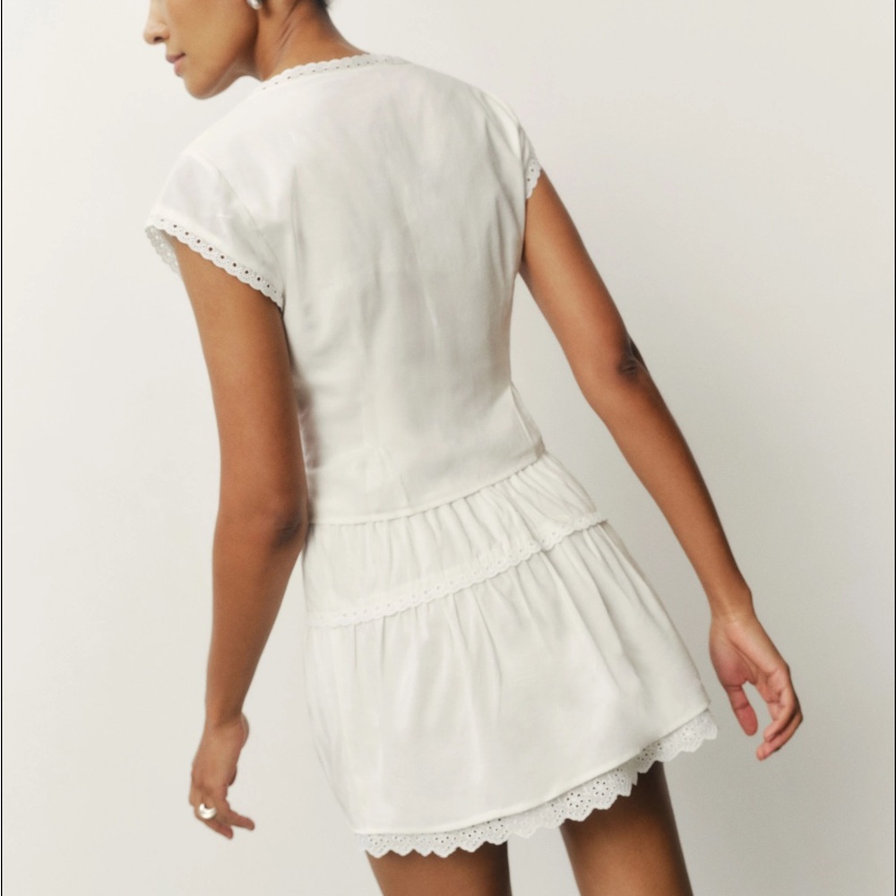 Reformation White Eyelet-Trim Mini Dress Set - Picture 2 of 5